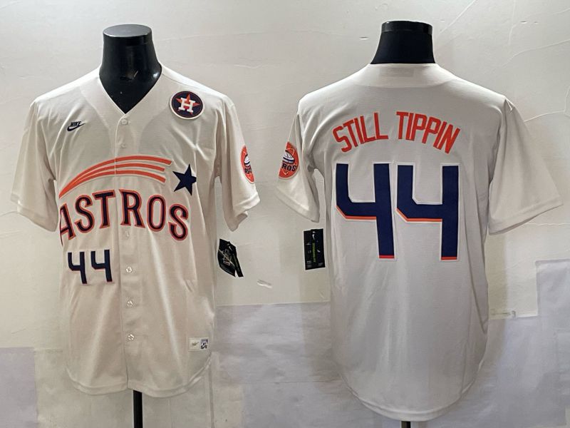 Men 2025 Houston Astros #44 Still Tippin Cream Joint Name Nike MLB Jersey 03